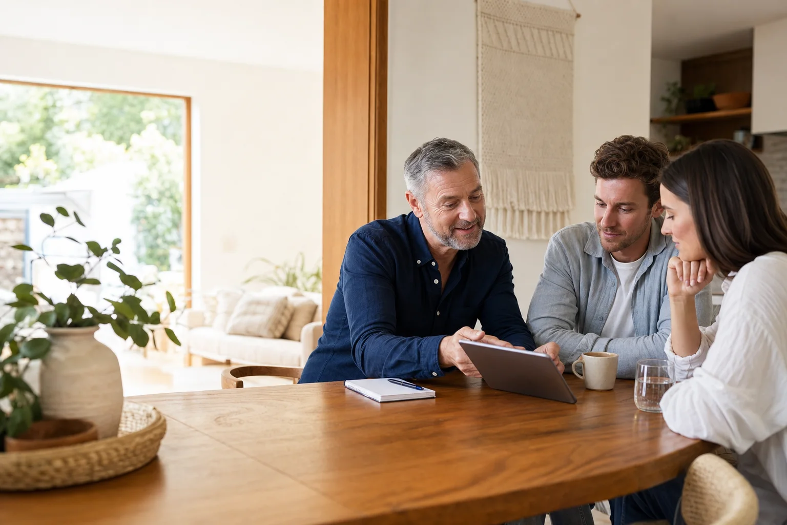A home loan conversation around the kitchen table